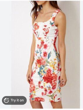 karen millen signature stretch floral print dress
